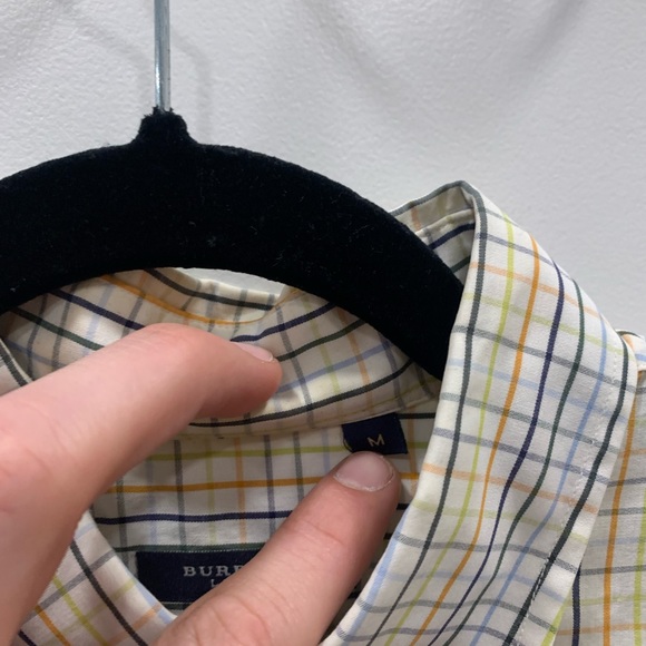 2 Burberry Mens Dress Shirts Button Ups Plaid Blue & White Medium Bundle - Picture 12 of 16